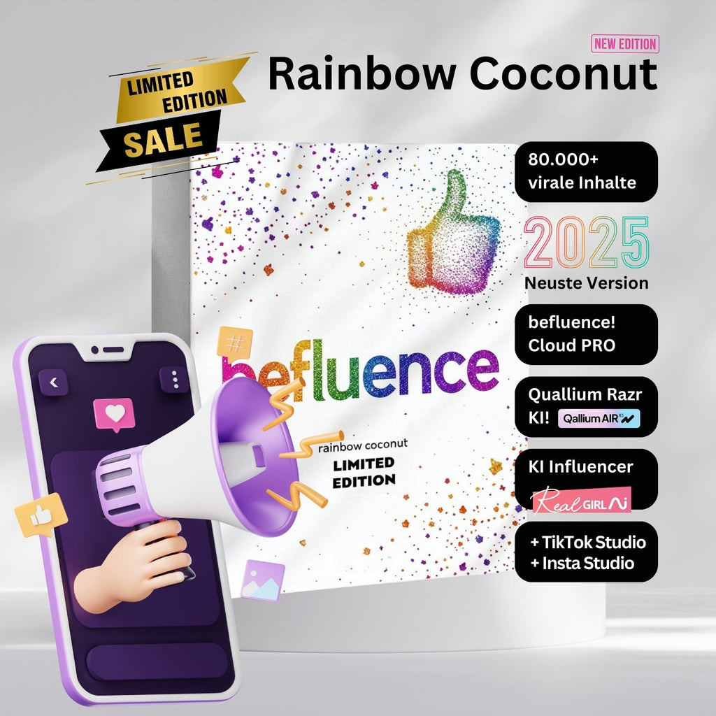 befluence® Studio PRO Rainbow Coconut. Creater Follower Content AI Influencer