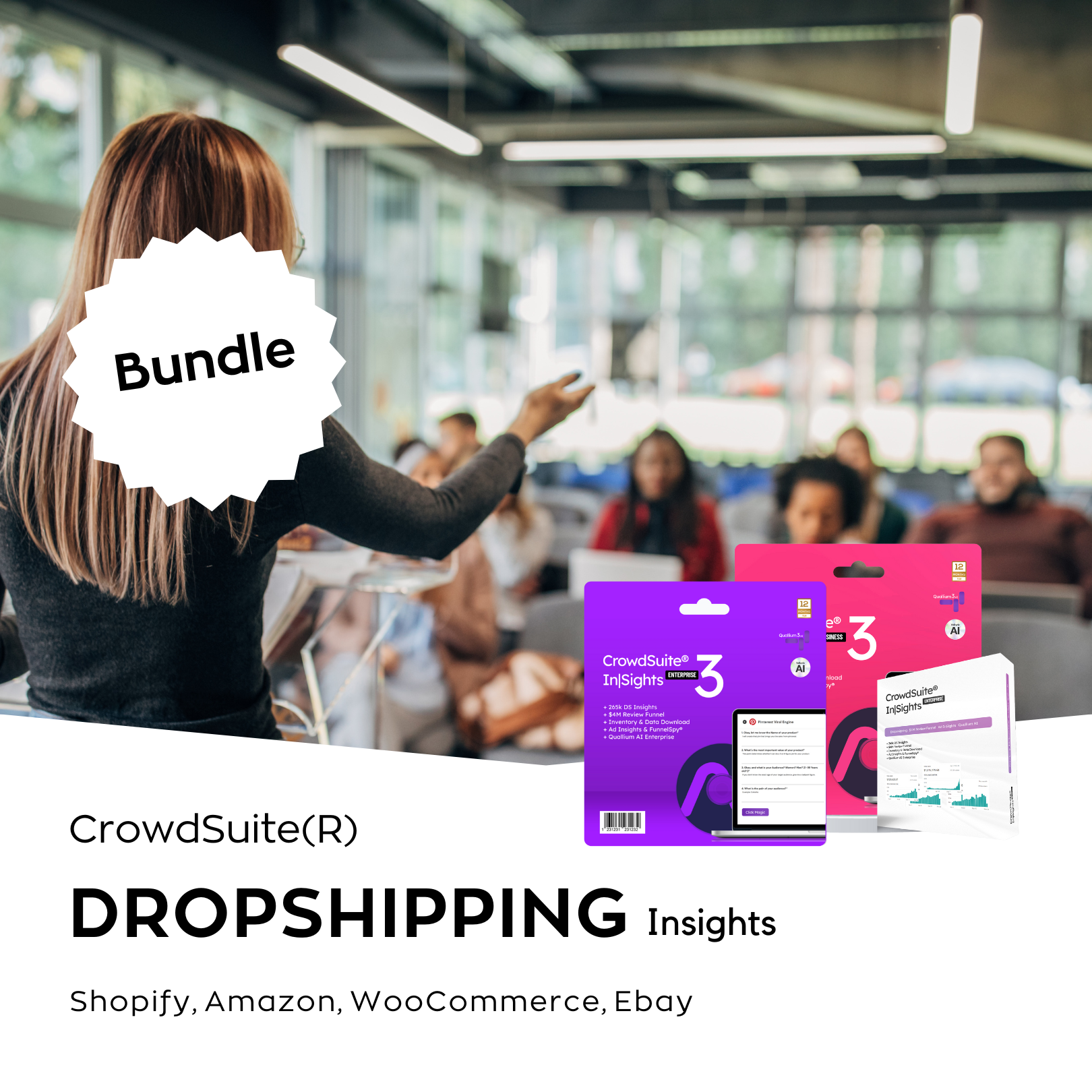 Aktions Bundle: CrowdSuite® CSX In|Sights 4 Millionen Euro Review Funnel Coaching + Dropshipping Cloud und alle Insights