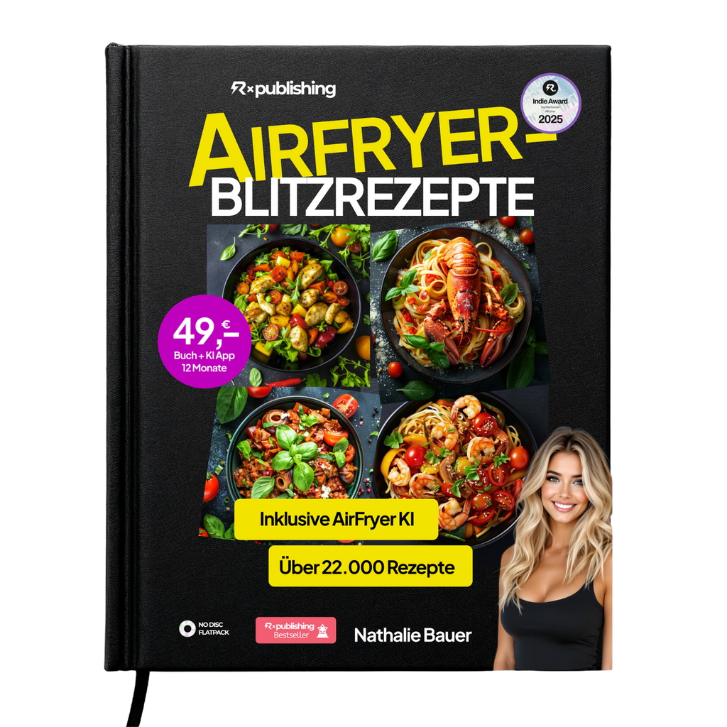 Neu, Limitiert: AirFryer Blitzrezepte+Band 1,2,3 & App. 22.000 Rezepte. 12 Monate on Demand + 3 Bücher