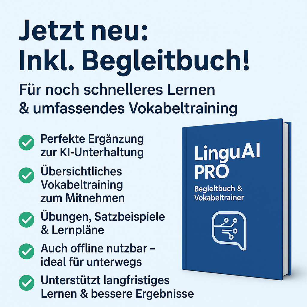 LinguAI PRO – Spanisch lernen mit intuitiver KI inkl. Begleitbuch