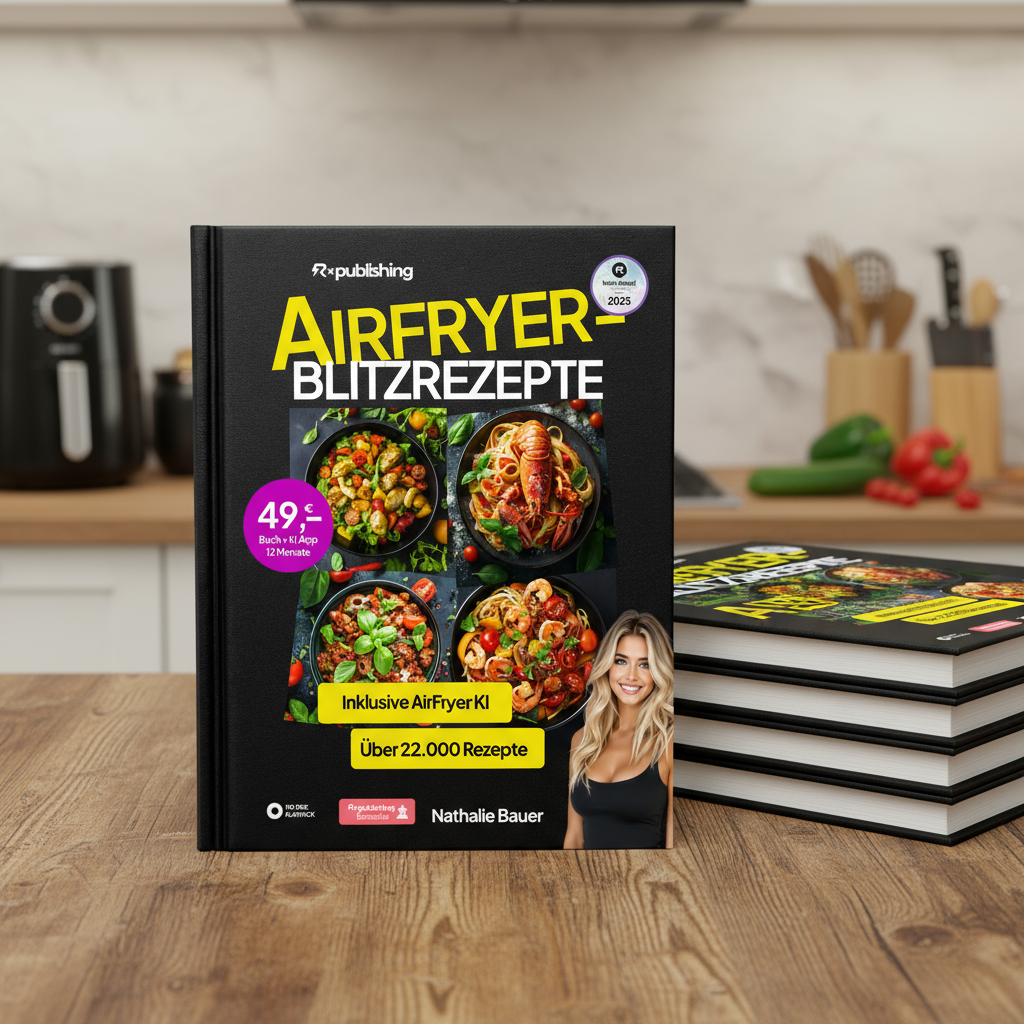 Neu, Limitiert: AirFryer Blitzrezepte+Band 1,2,3 & App. 22.000 Rezepte. 12 Monate on Demand + 3 Bücher