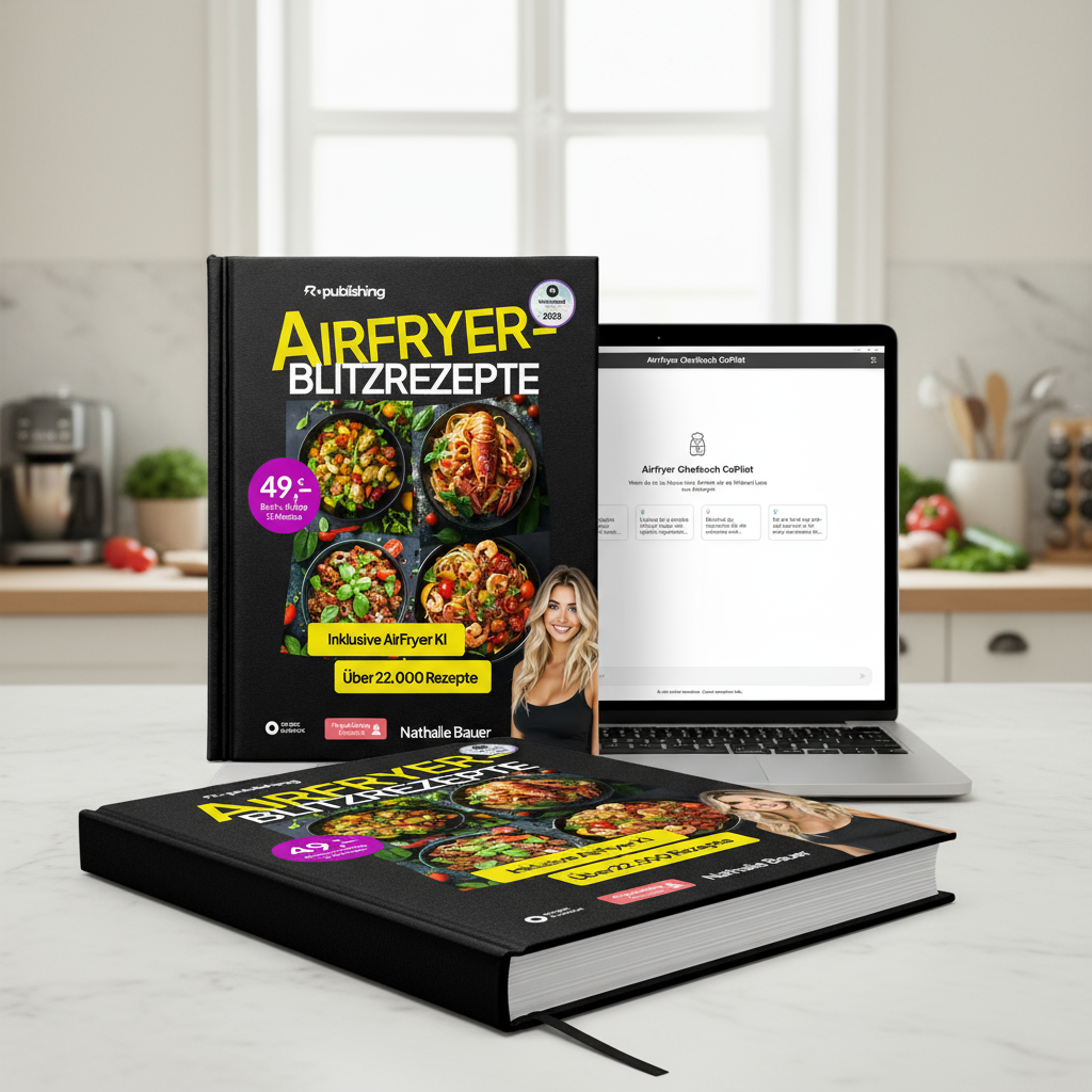 Neu, Limitiert: AirFryer Blitzrezepte+Band 1,2,3 & App. 22.000 Rezepte. 12 Monate on Demand + 3 Bücher